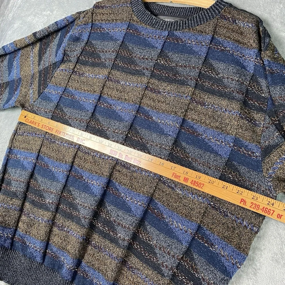 Vintage Croft & Barrow Sweater Mens XL Multicolor Geometric Textured Knit 90s